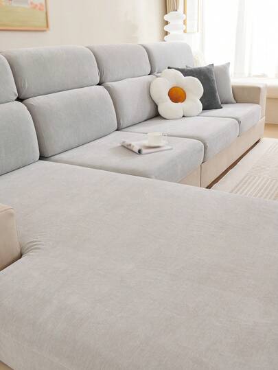 غطاء أريكة قابل للتمدد من موحد اللون، مناسب لأريكة L-مشكلة من 1/2/3/4 أشخاص بما في ذلك غطاء المقعد والظهر، حامي للأثاث المنزلي