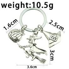 1 件华丽合金钥匙扣，女巫骑扫帚和南瓜，适合作为万圣节圣诞节礼物创意包挂绳带身份证夹汽车配件包饰 - 彩色 - 查看 4