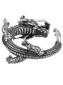 Cool Dragon-patterned Ring, Retro Chinese Style Dragon Ring For Index Finger - Silver - View 5