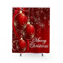 Bộ trang trí phòng tắm Giáng sinh 1 món, Rèm tắm chống thấm nước, Thảm chống trượt, Thảm trải sàn hình quả bóng trang trí Giáng sinh, Thảm trải sàn ngoài trời, Thảm cửa, Phụ kiện phòng tắm trang trí mùa thu, Trang trí lối vào trường học - Màu Đỏ Sâu - Xem 3