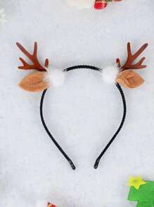 1 件裝女士卡其色聖誕主題鹿角頭帶,可愛時尚,適合節日表演和日常裝扮 - 卡其色 - 查看 7