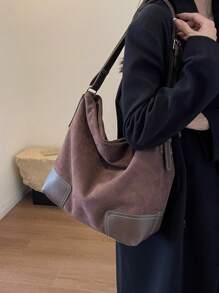 Fashion Casual Versatile Retro Solid Color Women Shoulder Bag - Coffee Brown - View 3