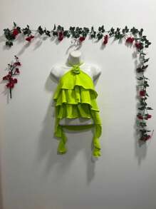 Women Tank Tops & Camis - 青檸色 - 查看 1