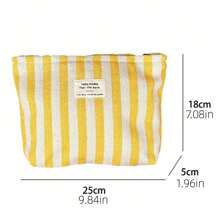 1 chiếc túi đựng mỹ phẩm chống thấm nước kẻ sọc dọc màu xanh hải quân, hộp trang điểm nhỏ gọn, túi du lịch cho nữ, hộp đựng bút chì, túi đựng cọ trang điểm du lịch dung tích lớn, túi sắp xếp mỹ phẩm, túi đựng đồ trang điểm du lịch, túi quà tặng thiết yếu, phụ kiện có khóa kéo, quà tặng cho nữ, quà Giáng sinh, quà tặng sáng tạo cho nàng - Màu xanh hải quân - Xem 3