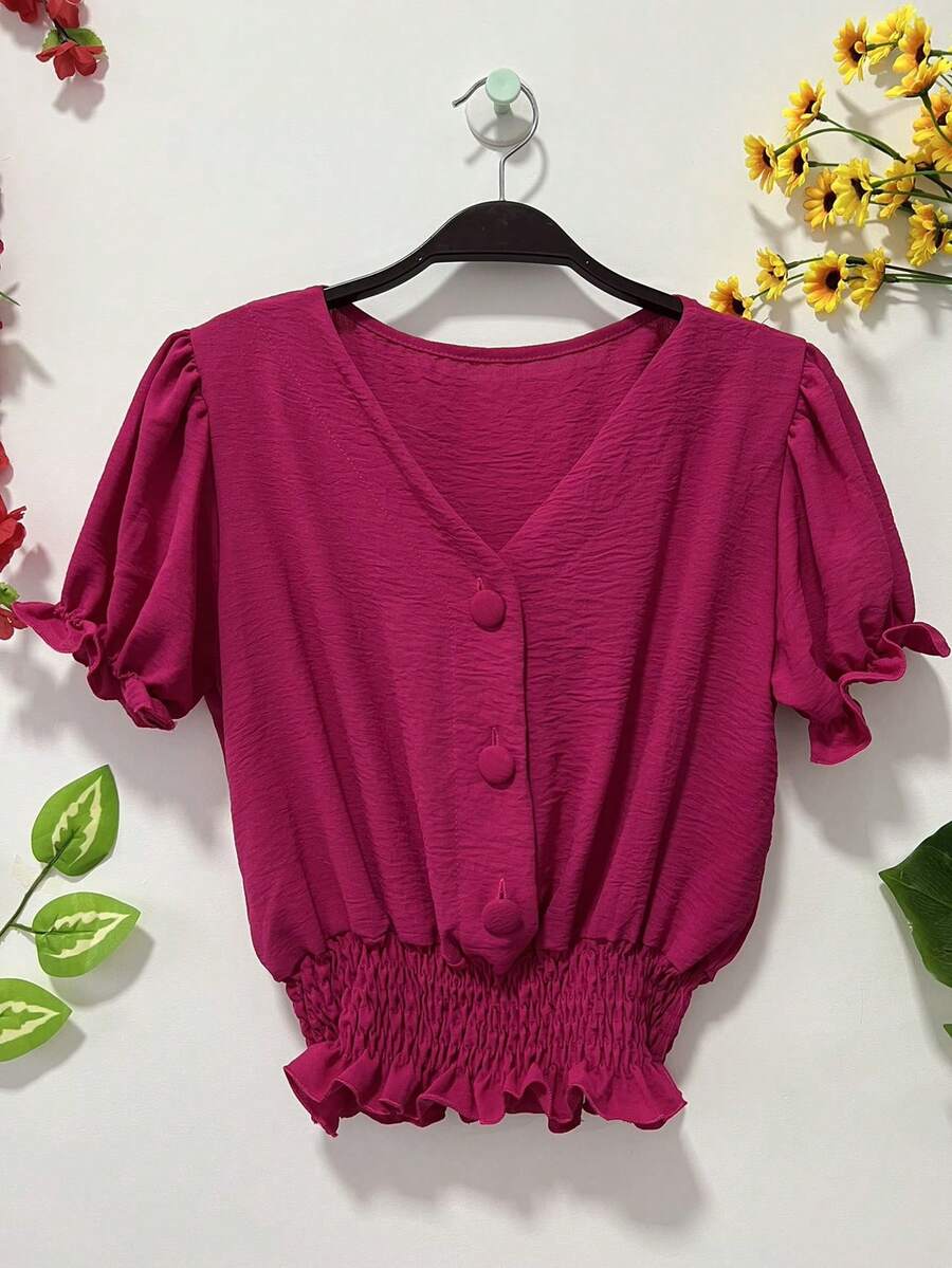 Women Tops - 玫紅色 - 查看 1