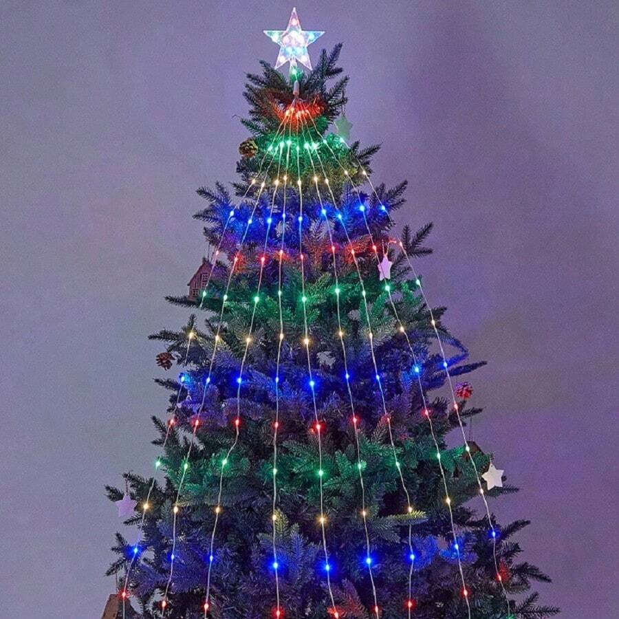 Luces navideñas LED con forma de cascada de estrella de cinco puntas - Multicolor - Ver 1