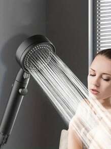 1个高压花洒头，多功能手持花洒，5种模式，360°可调节可拆卸水力喷射花洒头，带暂停开关，全方位过滤，尺寸9.62*3.54英寸，浴室用品，浴室配件，浴室工具 - 黑色 - 查看 7