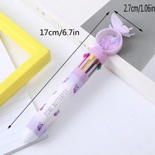 1支蝴蝶圖案原子筆,學生文具10色塗鴉筆,隨機顏色 - 彩色 - 查看 5