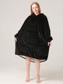 1入黑色毛絨質鬆身服裝 - 黑色 - 查看 3