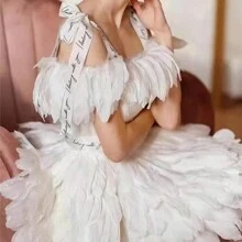 100CM Lông vũ Váy Quần áo Chất liệu Đối với Nhảy Trang phục - trắng - Xem 3