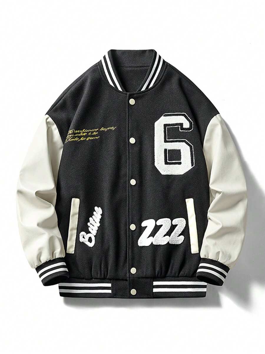 男士防風棒球服,工作服風格 - 黑色 - 查看 1