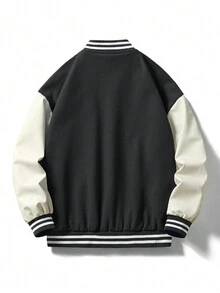 男士防風棒球服,工作服風格 - 黑色 - 查看 2