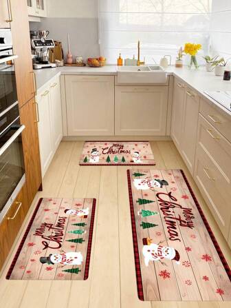 1pc Polyester Fiber & Polyester Christmas Snowman & Fir Tree Shaped Floor Mat For Home Bathroom Kitchen, Anti-Slip, Absorbent And Quick-Drying Doormat Home Bathroom Decor Bath Rug Floor Carpet Outdoor Rug Door Mat Fall Decor Bathroom Accessories Back To School Entryway Decor