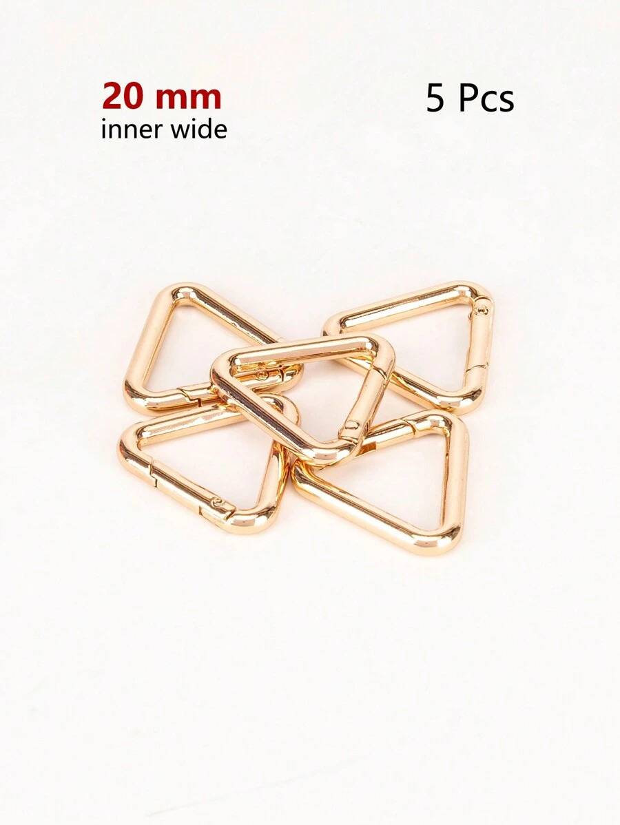 Metal Triangle Spring Ring Open Leather Bag Handbag Belt Strap Buckle Carabiner Connect spring coil - Gold - View 1