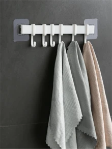 creativo esquina Toalla de baño Estante con Ganchos , sin rastro Adhesivo instalación - Blanco - Ver 3