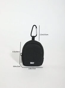 Una bolsa elegante y linda hecha de tela de poliéster adecuada para usar como llavero o colgante para hombres y mujeres, de moda y ligera, ideal como regalo de aniversario, cumpleaños o para trabajadores de cuello blanco, tanto para hombres como para mujeres. También puede usarse como cartera, llavero, mini cartera, monedero o bolsa de cambio. - Negro - Ver 2