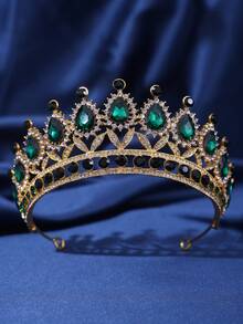 新娘婚禮首飾套裝,包括4入組的水晶項鍊,耳環和皇冠