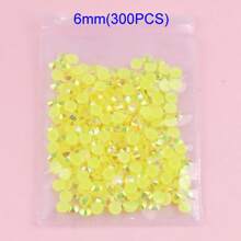 2-6毫米袋装果冻AB圆形树脂非热熔水钻平底塑料胶水晶美甲宝石亮片平底，适用于美甲、服装、工艺品、杯子、包包装饰珠子配件 - 香檳色 - 查看 9