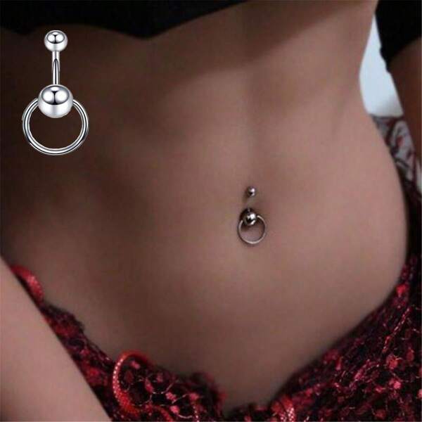 VKHK 1 pieza Anillo personalizado de acero inoxidable circular ombligo adecuado para hombre y mujer uso diario