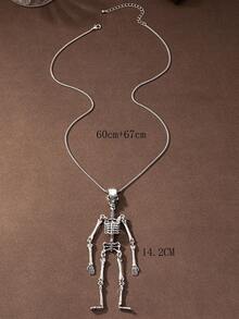 1入組男士復古歐美風格時尚龐克骷髏身體吊墜項鍊,中性