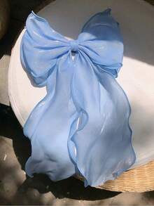 1pc Big Bow Hair Clip Streamer Plain Color Hairpins Photography Party Props For Women - Baby Blue - View 4