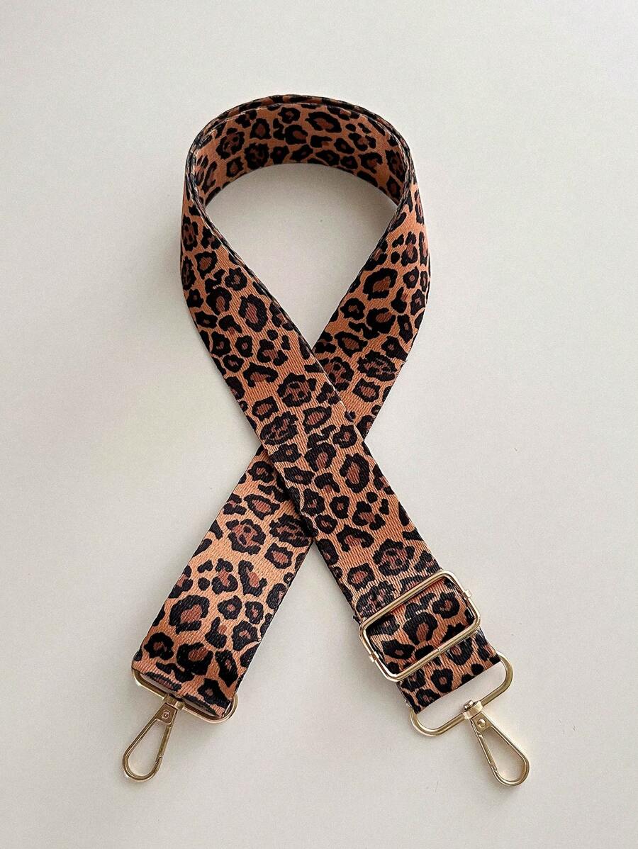 2023 New Arrivals Women's Leopard Print Fabric Black/Brown Color-Blocking Shoulder Strap For Versatile Bags Bag Accessories , DIY Accessories Adjustable , Replacement Shoulder Strap Stylish , Durable - Hitam - View 1