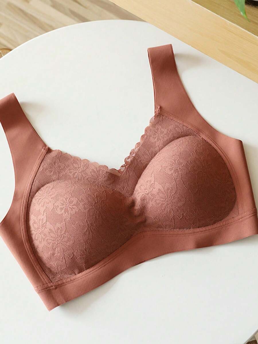 女性無鋼圈蕾絲性感胸衣,一件式運動背心