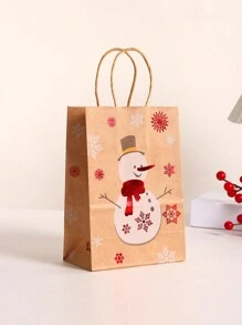 12/24pcs/Set 21*15*8CM Christmas Gold Foil Gift Bags With Santa Claus, Snowman, Reindeer Designs, Convenient Gift Bags - Multicolor - View 4