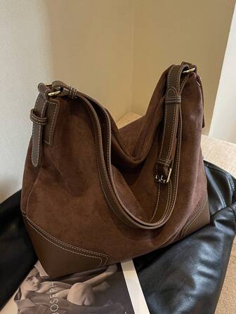 Fashion Casual Versatile Retro Solid Color Women Shoulder Bag
