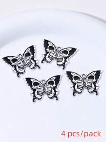 4 件骷髏蝴蝶設計 Diy 手工珠寶萬聖節禮物朋克哥德式飛行動物吊墜適用於項鍊、耳環、耳環鉤、工藝材料 - 蝴蝶型 - 查看 9