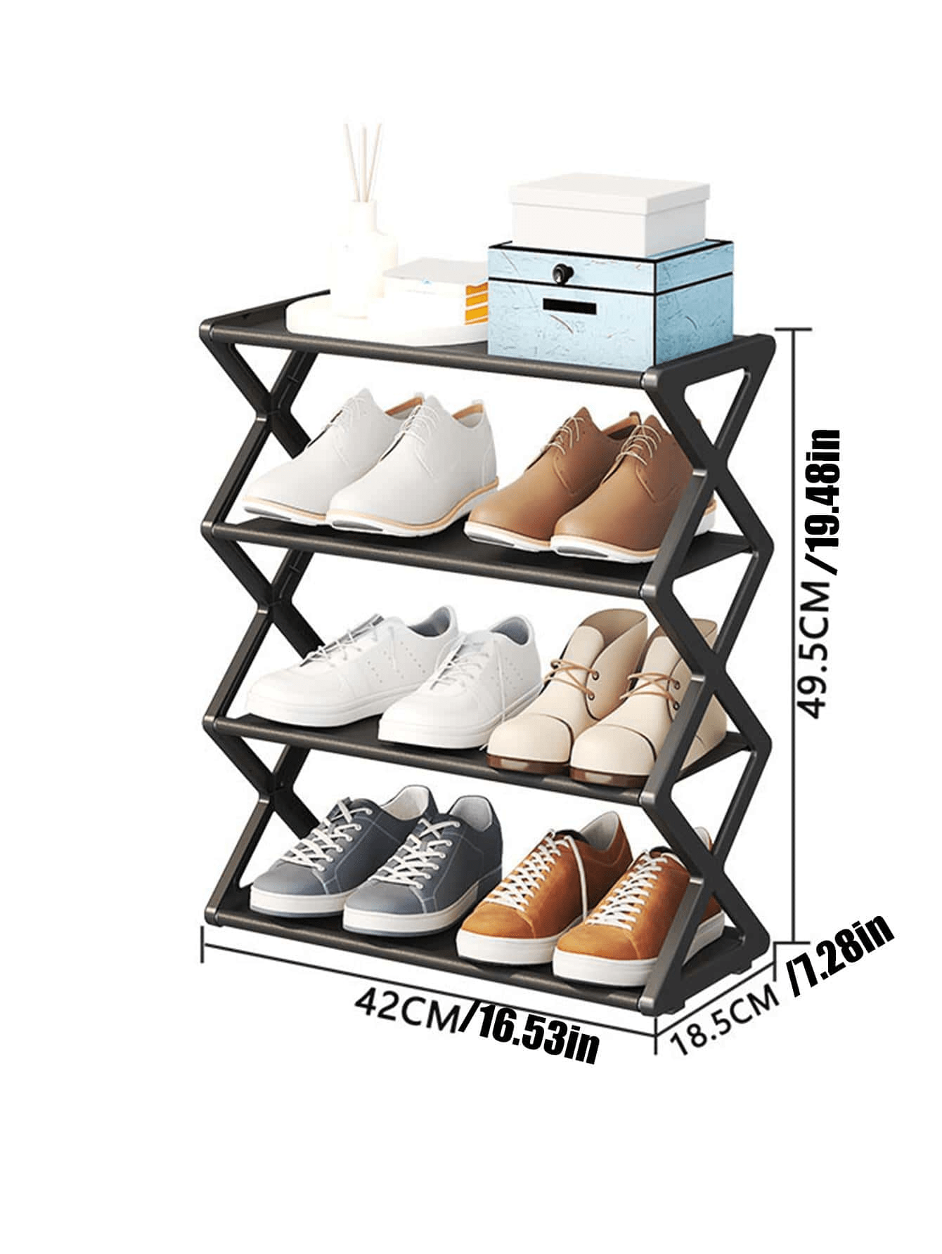 1pc Simple Xshaped Fabric Dustproof Shoe Rack For Home