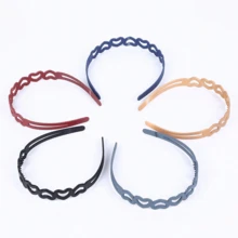 5pcs/set Ladies' Heart-shaped Plastic Headbands In 5 Colors, Suitable For Daily Wear - Multicolor - View 2
