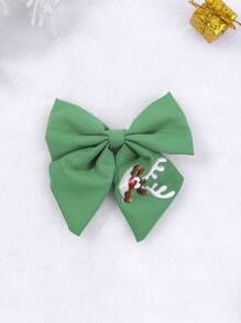 3入組/包裝聖誕主題紅、白、綠色印花蝴蝶結髮卡,適合兒童使用