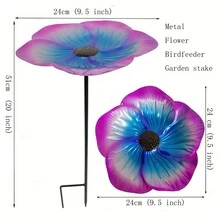 1pc Metal Flower & Bird Feeder For Garden, Backyard Bird Watching And Feeding Wild Birds - Purple - View 5