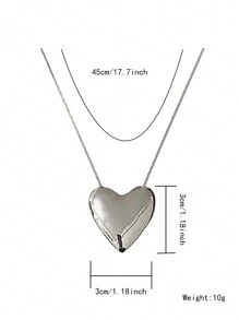 1 Pc Street Snap Punk Style Exaggerated Shiny Big Heart Stainless Steel Necklace Fashion Personalized Clavicle Chain For Women Valentines - Silver - View 7