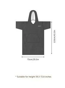 Thickening Ultra-Fine Fiber Warm Soft Absorbent Plain Embroidery Cape Style Bathrobe, Suitable For Home, Swimming, Fitness, Travel And Surfing, 1pc Summer Wedding Home Bathroom Decor Beach Wear Back To School - Grey - View 3