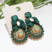 1pair Personalized Rhinestone Bowknot Dangle Earrings, Party Gift Jewelry - Oval - View 11