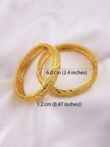 1只迪拜阿拉伯黃金珠寶,鍍金手鐲手環,適合女士 - 5# - 查看 5