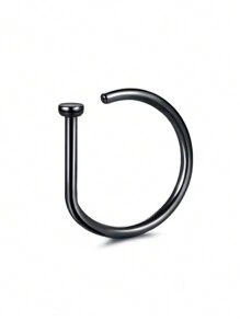 1 件新款黑色不鏽鋼 D 型鼻釘、唇釘、耳環身體穿孔首飾龐克歐美風格適合女士日常佩戴