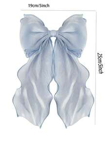 1pc Big Bow Hair Clip Streamer Plain Color Hairpins Photography Party Props For Women - Baby Blue - View 5
