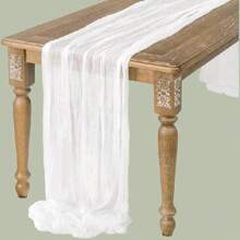 1 Pezzo Tovaglia Bohémien In Garza Di Formaggio Bianco / Tovaglia In Garza Di Formaggio, Adatta Per Decorare Il Tavolo Torta Per Matrimoni, Shower Nuziale, Compleanno O Festa, Decorazione Romantica Del Tavolo Del Banchetto, Bandiera Decorativa Per Tavolo