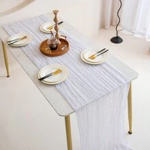 1 Pezzo Tovaglia Bohémien In Garza Di Formaggio Bianco / Tovaglia In Garza Di Formaggio, Adatta Per Decorare Il Tavolo Torta Per Matrimoni, Shower Nuziale, Compleanno O Festa, Decorazione Romantica Del Tavolo Del Banchetto, Bandiera Decorativa Per Tavolo