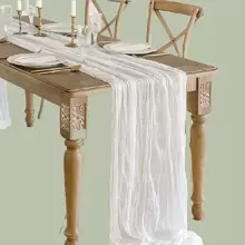 1 Pezzo Tovaglia Bohémien In Garza Di Formaggio Bianco / Tovaglia In Garza Di Formaggio, Adatta Per Decorare Il Tavolo Torta Per Matrimoni, Shower Nuziale, Compleanno O Festa, Decorazione Romantica Del Tavolo Del Banchetto, Bandiera Decorativa Per Tavolo