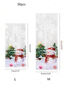 50 chiếc Túi đựng quà bằng nhựa thiết kế hình người tuyết dễ thương, Túi đóng gói kẹo/bánh/bánh quy, Túi ủng hộ tiệc Giáng sinh Túi quà tặng tiệc cưới - Nhiều màu - Xem 3