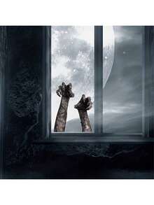 1pc, Halloween Ghost Hand Wall Sticker 3D View Scary Ghost Hand Horror Decals Removable Self-adhesive PVC Wall Stickers Window Decor - Black - View 6