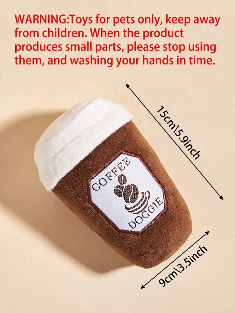 1pc Plush Coffee Cup Shaped Sound Toy For Pets, Suitable For Dogs, Help With Boredom, Chewing And Teeth Grinding - Multicolor - View 4