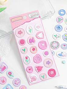 3pcs Cute Pink Rabbit Theme Stationery Set Including Bookmarks, Ruler, Personalized Stickers, Sequin Pen - Pink - View 8