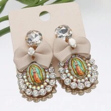 1pair Personalized Rhinestone Bowknot Dangle Earrings, Party Gift Jewelry - Oval - View 6