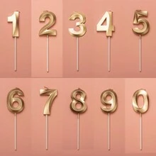 1 Miếng Số Sinh nhật Nến Với Vàng & Màu bạc Tuổi  Số Hoặc Lá thư Hình dạng Bán sỉ Bánh nướng Đồ trang trí Cung cấp cho buổi tiệc - Vàng - Xem 4