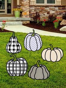 1入個可愛的卡通南瓜形狀的庭院標誌,中空板印刷防水戶外裝飾,適用於感恩節、萬聖節花園裝飾